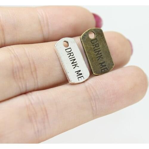 20pcs/ Drink Me Charms Antique Silver Bronze Plated 18*10mm Alice in Wonderland Pendants Diy Necklace Bracelets dz1808
