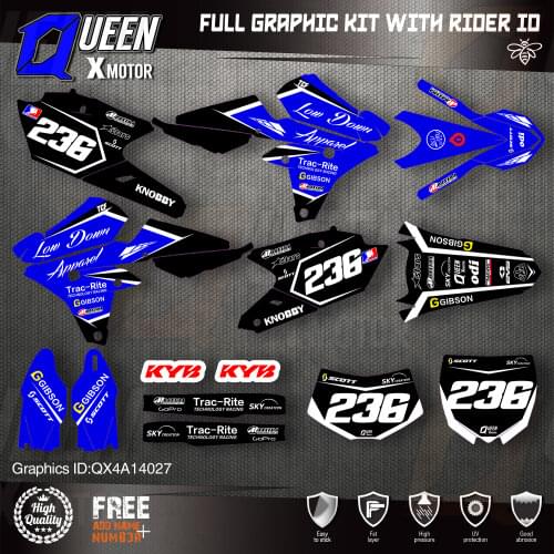 QUEEN X MOTOR Custom Team Graphics Backgrounds Decals 3M Stickers Kit For YAMAHA 14-18YZ250F 15-18YZ250FX WRF250 14-17YZ450F 027