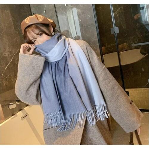 Three Color Gradients Winter Scarf Bristles Women Cashmere Warm Pashmina Foulard Female Scarves ThinSoft Bufanda Shawl Wraps