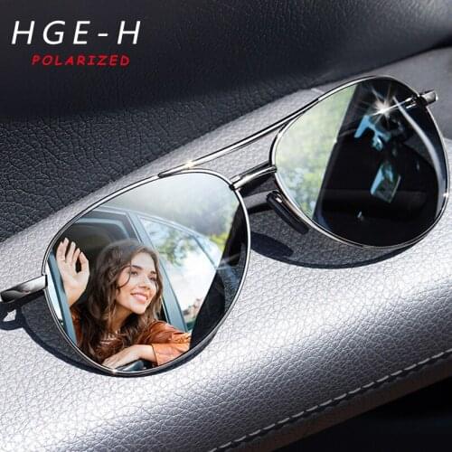 HGE-H Classic Design Pilot Polarized Sunglasses Men Women Driveing Travel Sun Glasses Durable Alloy Frame UV400 Goggles N57
