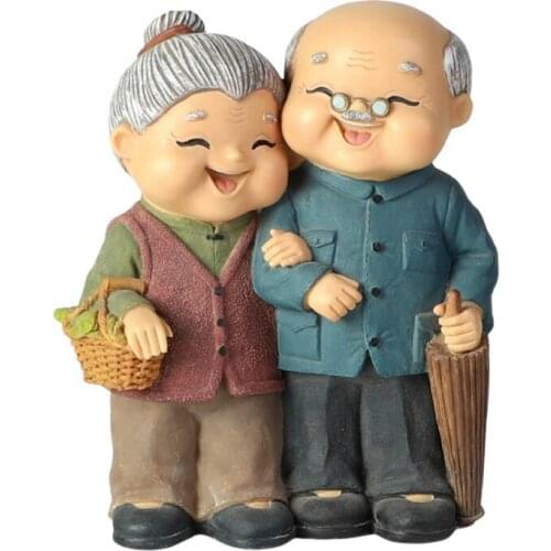 Resin Statue Of Loving Old Couple Anniversary Wedding Gift Of Loving Grandparents Real Eye-catching Car Decor Terrace Garden