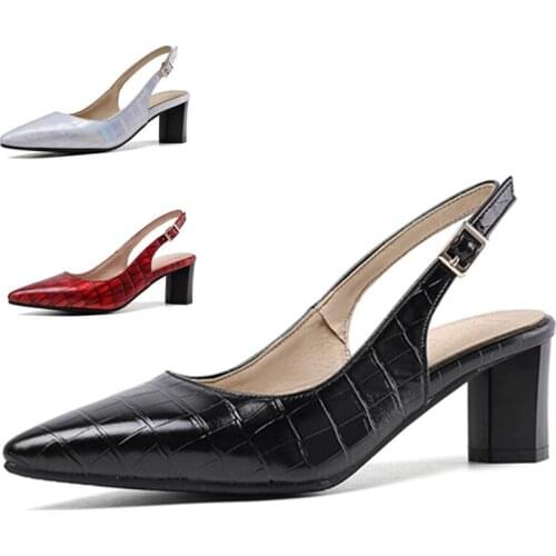 Heels Women Pumps Female Shoes High Heels Fashion Buckle Strape Pointed Toe Wedding Shoes Spring Autumn Casual Shoes Plus Size43