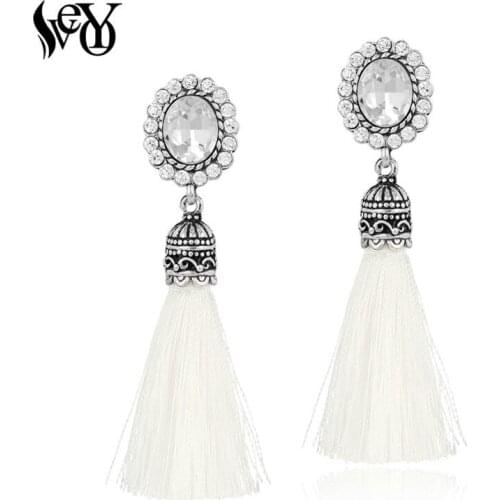 VEYO 2 Colour Classic Bohemian Tassel Earrings Drop Crystal Statement Earrings For Women Vintage Dangle Earring Fashion Jewelry