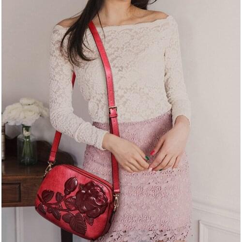 Chinese Style Vintage 3D Rose Flower Small Bags For Women Luxury Handbags Women Bags Designer 2021 New Shoulder Bag