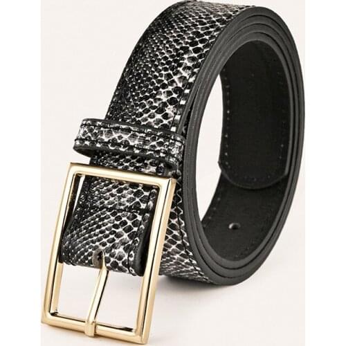 Women Belt Leopard Belt with Gold Buckle Ladies Belt Snake Pattern Waistband PU Leather Female Cinturones Ladies Belts Dresses