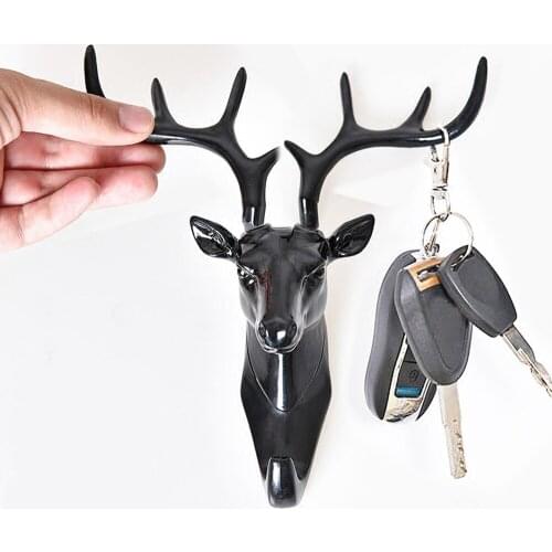 1Set Wall Hanging Hook Vintage Deer Head Antlers for Hanging Clothes Hat Scarf Key Deer Horns Hanger Rack Wall Decoration