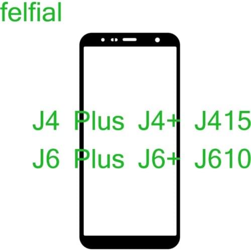 10Pcs/Lot For Samsung Galaxy J4 Core J410 Plus J415 J6 Plus J610 Touch Screen Panel Glass Lens Front Outer LCD With OCA Hollow