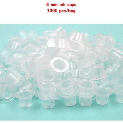 1000 PCS/Pack 8 mm Small Size Disposable Plastic Ink Cap Cups for Tattoo & Permanent Makeup Ink Pigment