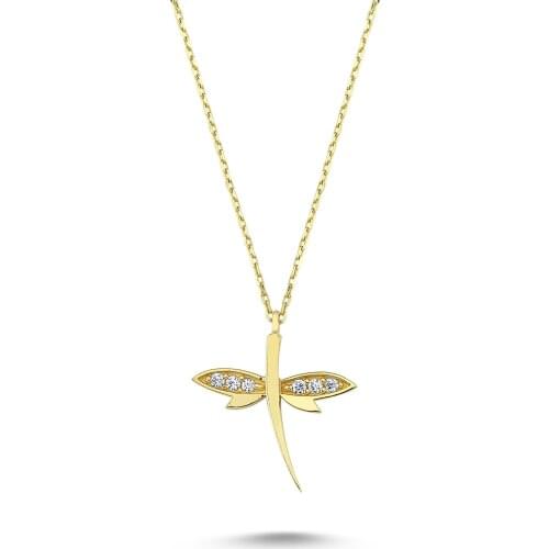 14k (585) Gold Dragonfly Pendant, Necklace
