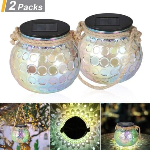 2PCS Solar Glass Light Solar Lantern Glass Jar Waterproof Hanging Light for Garden Outdoor Lantern Wedding Party Tree
