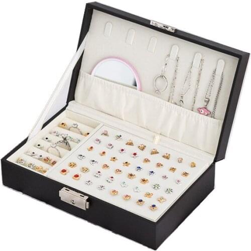 2020 New Portable Jewlery Storage Box With Stud PlateMulti-Function Cross-Border Ear Stud Storage Ring Necklace Box