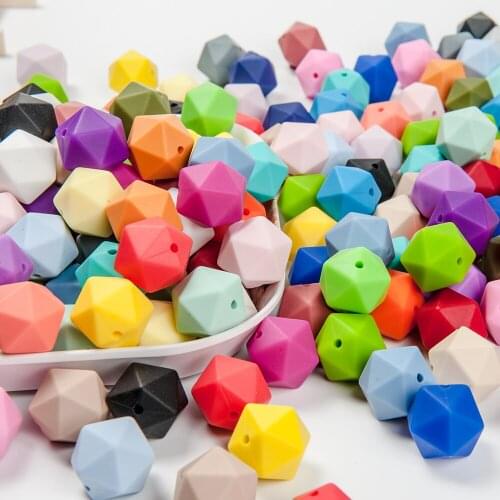 Cute-idea Silicone Beads Polygon 14mm 30pcs sensory Teething Nursing Pacifier,Handmade products Baby Chewable Toy BPA Free