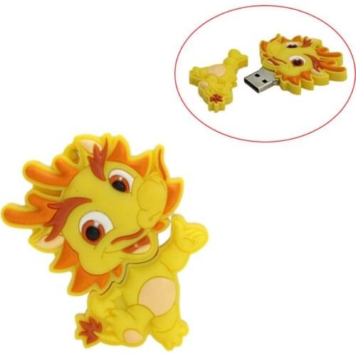 4GB USB Flash Drive Cartoon Dragon 64 32 8 4 16 128 256 gb Pendrive usb2.0 Animal Silicone U Disk 8GB 32GB Memoria cle usb Stick