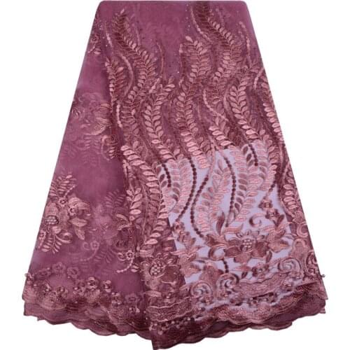 African Lace Fabric Embroidered Nigerian Beaded Laces Fabric High Quality French Tulle Lace Fabric For Women Net Lace 1251