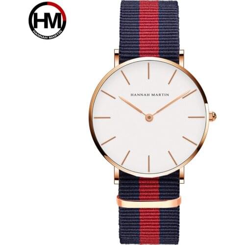 Hannah Martin CB01 Watch Simple Nylon Strap Couple Watches Quartz Business Watches Men Wrist New Unisex Wristwatch