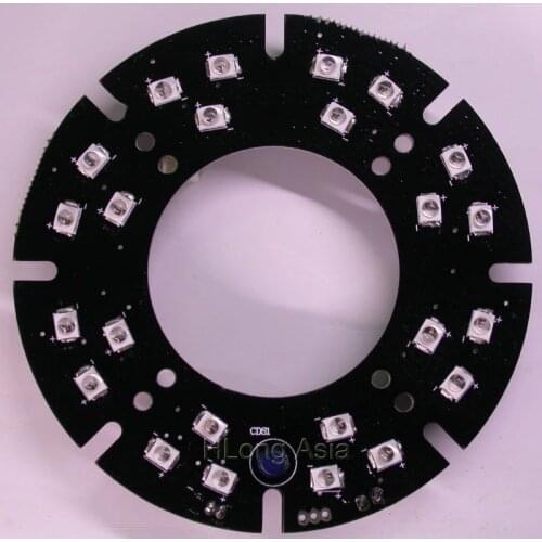 Pure Infrared 24x IR LED board for CCTV cameras night vision (68mm diameter) for CS style LENs