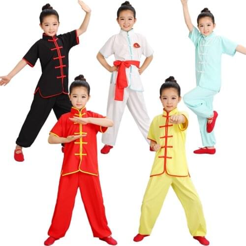 Children Wushu Costume New Youth Short Sleeve Clothes and Tai Chi Students Kung Fu Performance Clothing