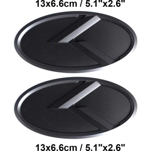 2x Black K 5.1" Front Hood Rear Trunk Emblem For KIA Optima Forte Rio Cadenza 130mm