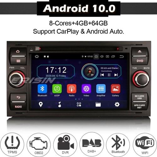 ERISIN 6931 7" Car Stereo Android 10.0 8-Core Carplay Wifi 4G DAB+ RDS A2DP Mirror Link TPMS for Ford C/S-Max Galaxy Kuga Focus