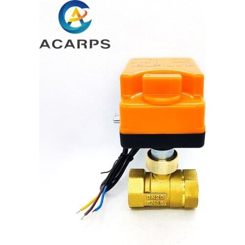 3/4" Brass Motorized Ball Valve 3-Wire 2-Way Control Electric Ball Valve with Manual switch