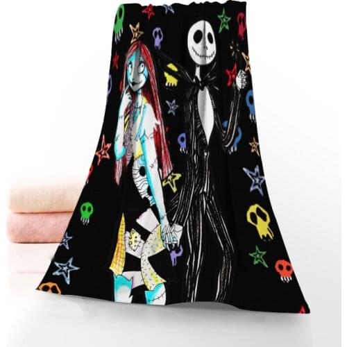 Hot Sale Halloween Custom Nightmare Before Christmas 35x75cm Daily Exercise Fitness Fast Dry Face Microfiber Towel