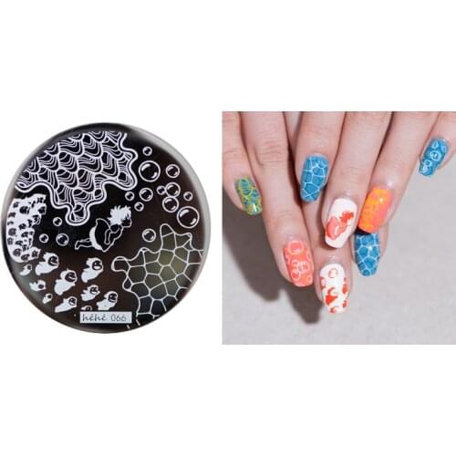 HEHE ! New Stamping Plate hehe66 Ccean Wave Water Bubbles Sea Nail Art Stamp Template Image Transfer Stamp