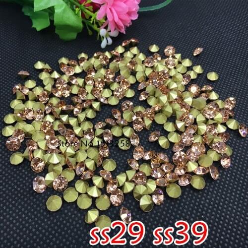 Ss29 ss39 Light Peach Color Glass Chatons Pointback Crystal Stones For Jewelry ,Hair Accessory Making