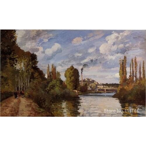 Art landscape Riverbanks in Pontoise Camille Pissarro paintings on canvas High quality Hand painted