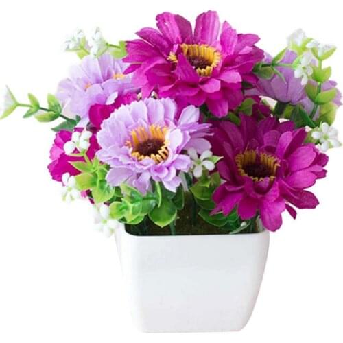 Artificial Gypsophila Chrysanthemum Flower Wood Pot Fake Flowers Bonsai Garden Home Party Hotel Decor