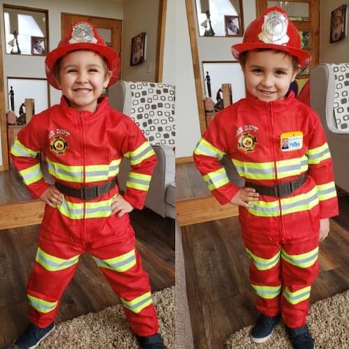 Carnival Fancy Kids Sam Fireman Cosplay Firefighter Work Uniform Boy Girl Performance Suit New Year Christmas Gift for Children