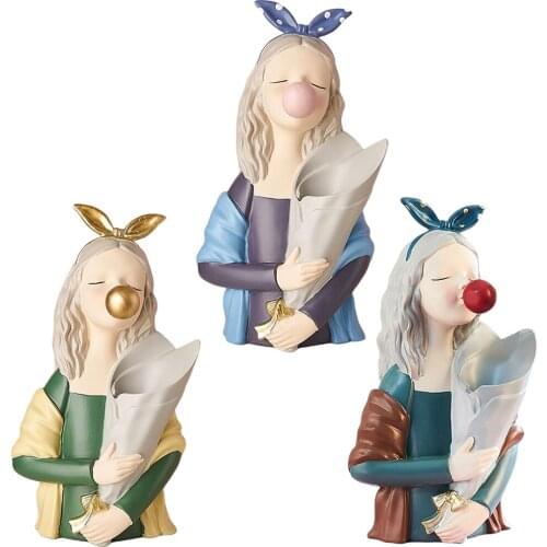 Cartoon Girl Shaped Succulent Pot, Cute Resin Flowers Planter Small Bonsai Plant Pot Decoration Gift for Home, Office, Garden