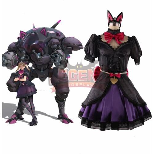 Dva costume 2018 new skin black cat Dva lolita d.va cosplay costume dress skirt full set adult costume custom made