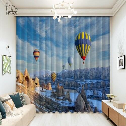Colorful Hot Air Balloons Curtain French Window Curtains For Room Hall Hotel Printed Curtains In The Bathroom Micro Shading