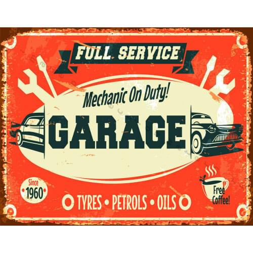 FULL SERVICE MECHANIC ON DUTY METAL TIN SIGN POSTER WALL PLAQUE