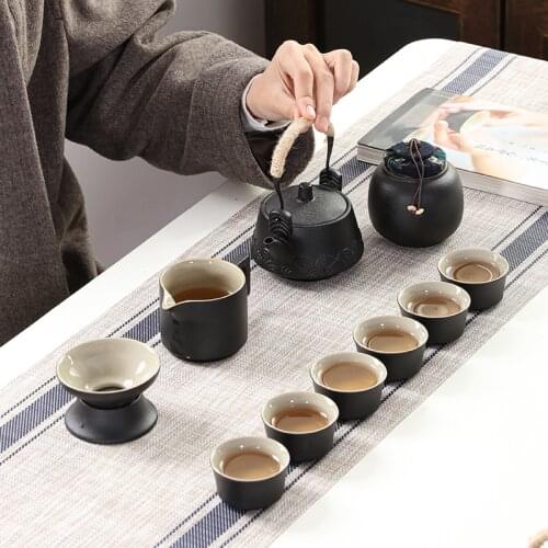 Kongfu tea set Japanese household simple living room ceramic bubble teapot tea cup reception guests office tea tray