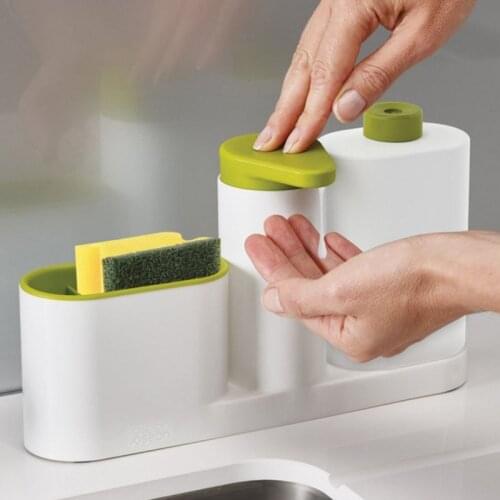Clean up the kitchen sponge washing powder soap liquid hand sanitizer bottle three-piece bathroom soap dispenser set