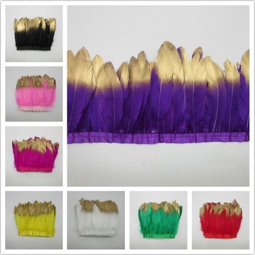 Wholesale Goose Feather Trims 1 Yards/Lot Dyed Real Geese Feather Fringes Ribbons for Dress Skirt Cloth Belt decorative Clothing