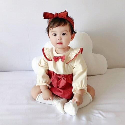 2020 Autumn Baby Girl Bow Romper Infant Clothes