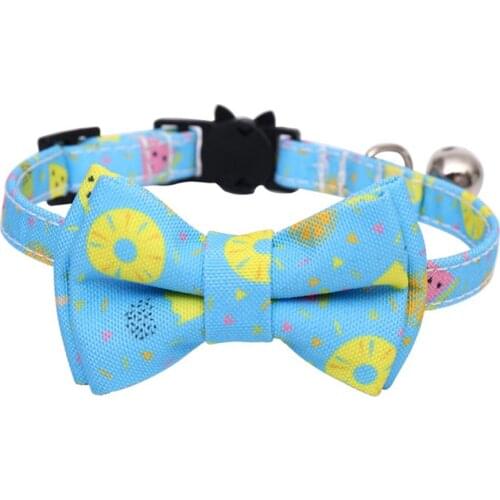 Breakaway Cat Collar with Bell and Bow Tie Cute Watermelon Patterns Adjustable Safety Kitten Collar for Cats Kitty Accessories