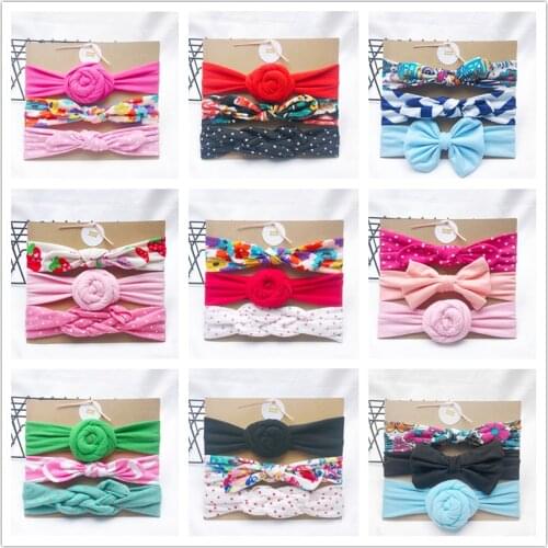 3pcs/Lot Soft Cotton Elastic Baby Headband Bows Knotted Newborn Baby Girl Headbands Hair Accessories Girls White Color Hairband