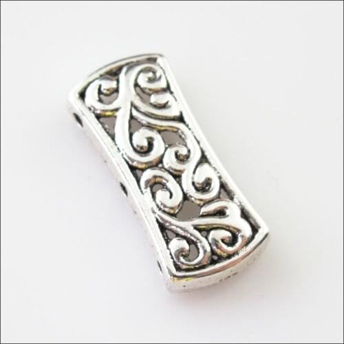 10 New Charms 3-3 Hole Flower Spacer Bar Beads Connectors 12x26.5mm Tibetan Silver Tone