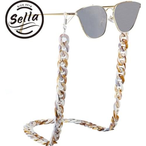 Sella Retro Simple Acryl Sunglasses String Strap Fashion Leopard Plastic PVC Non-Slip Glasses Holder Chain Eyewear Cord Lanyard