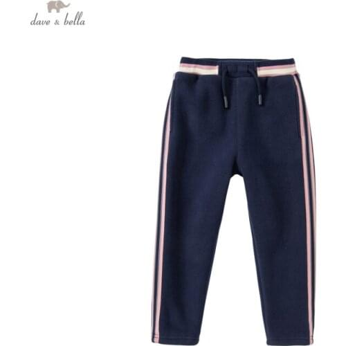DKH18828 dave bella autumn 5Y-13Y kids girls fashion solid pockets pants children boutique casual full-length pants