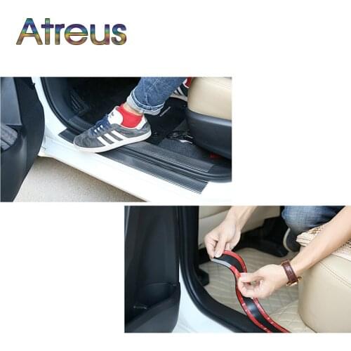 Car Styling 5D Carbon Fiber Door Sill Protector Stickers for Fiat Punto 500 Volkswagen VW Polo Passat B6 B5 Golf 4 5 6 Tiguan