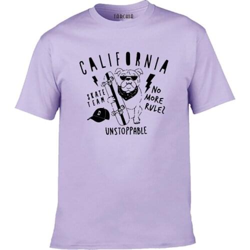 TARCHIA 2021 California Skater Dog t-shirt Tops Homme Casual New Men Short Sleeve T Shirt Tee Plus Number Cotton Tees Boy