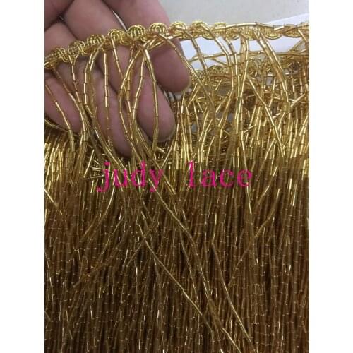 Stock 5 yards/bag ym353# 30 cm gold bead tube tassel plastic products used for stage decoration costumes dress accessories