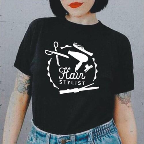 Women Tshirt Hair Stylist Barber Tools Beauty Print Summer Short Sleeve Tee Shirt Femme Cotton Loose Harajuku T Shirt Women Tops