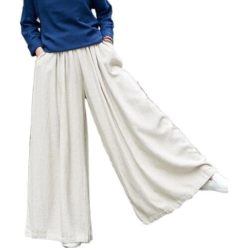 Vintage Harem Pants Women Ramie Linen Elastic waist Pants Harem Trousers for Women Loose Novelty Original Pants V2000