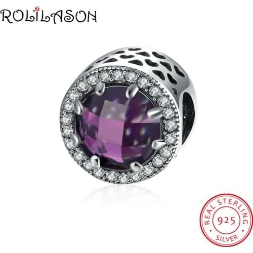 925 Sterling Silver Necklace pendant For Women Cubic zirconia Round purple Jewelry DIY pendant SP30