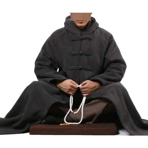 UNISEX cotton Winter warm lay meditation cloak buddhist cape zen shaolin monks kung fu suits buddha uniforms coat red/brown/gray